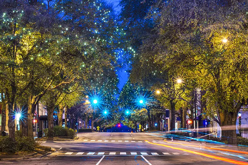 Downtown street at night