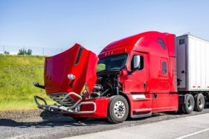 common causes of truck accidents in Georgia concept, broken big rig semi truck